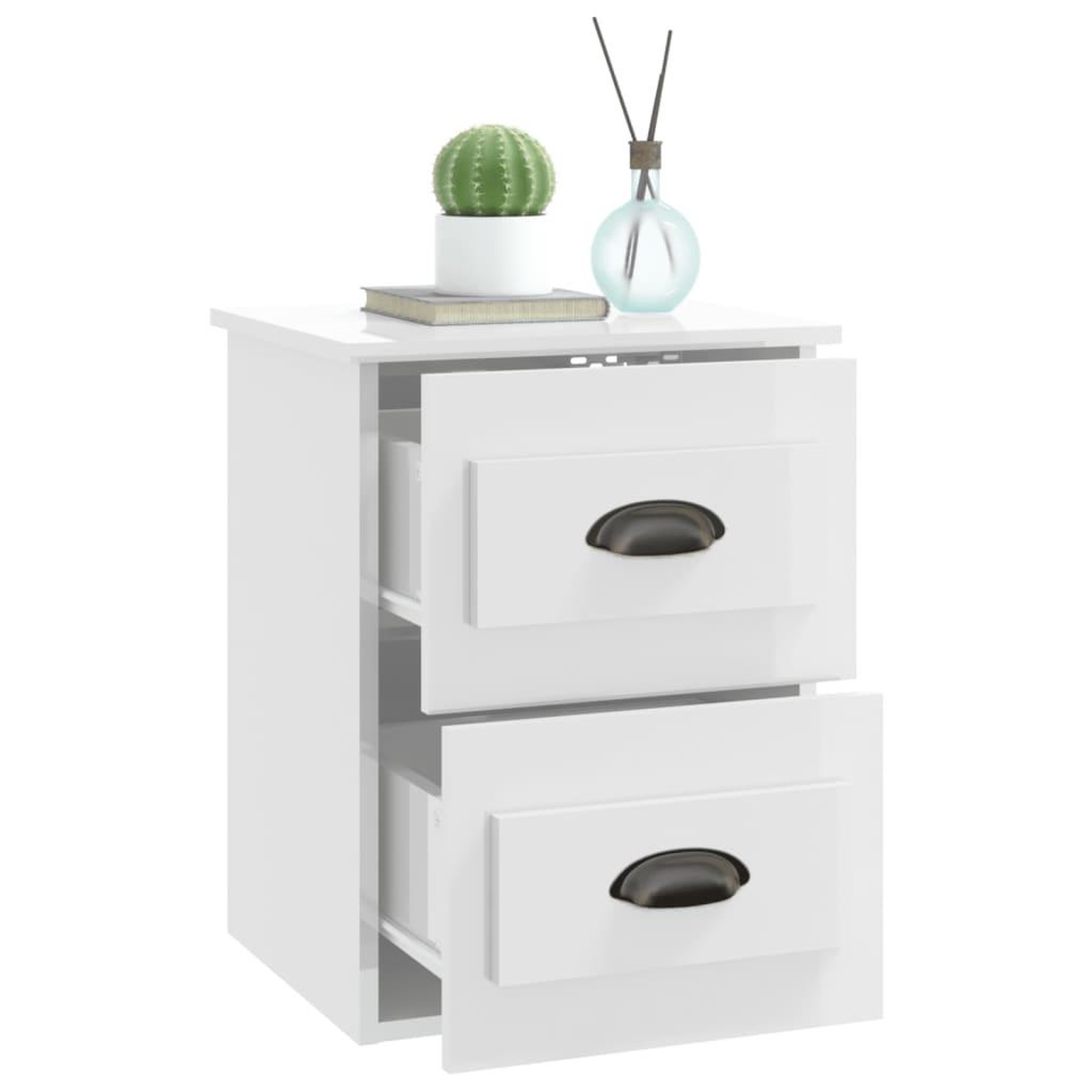 Voir la diapositive 5 : VIDAXL Table de chevet murale blanc brillant 41,5x36x53 cm