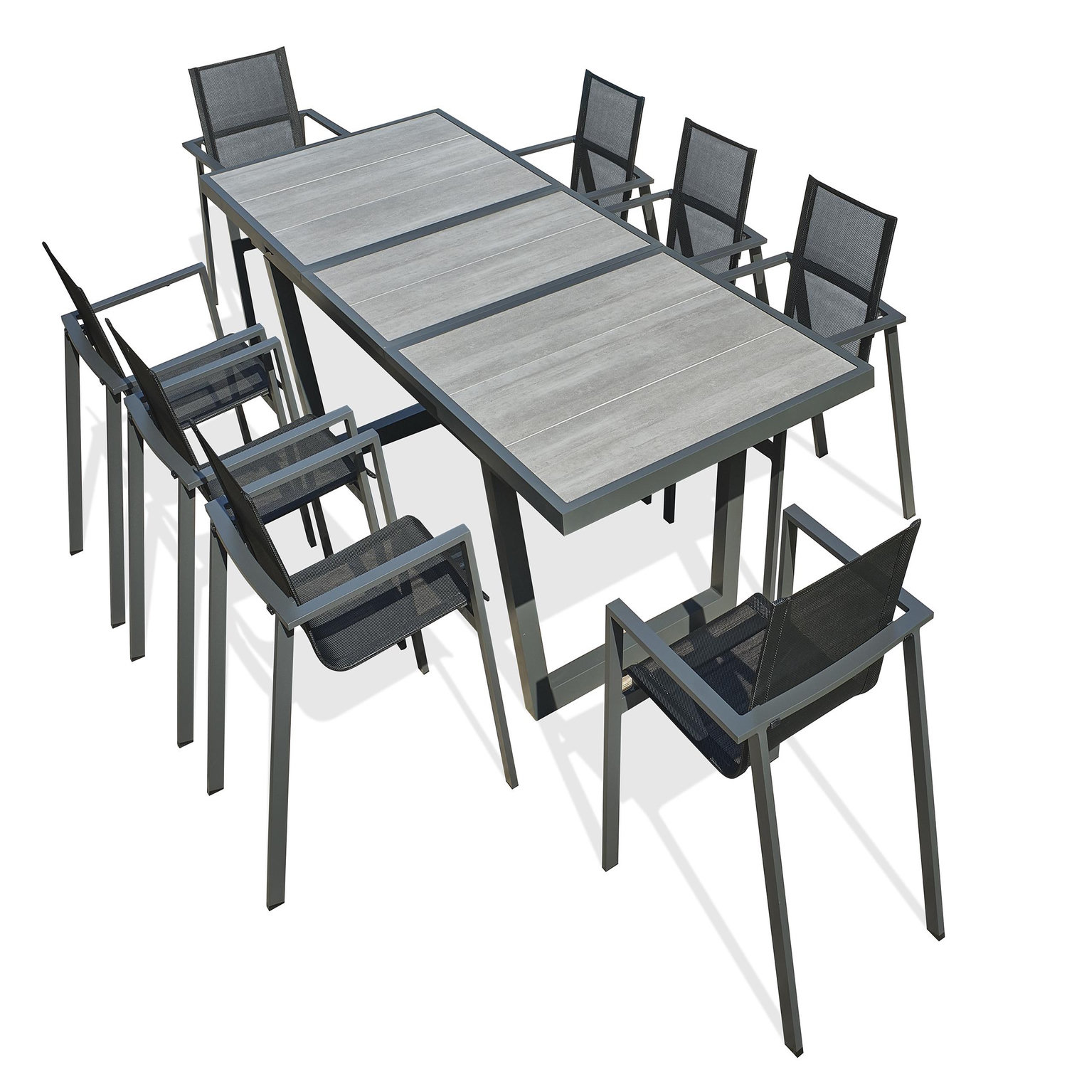 Dcb Garden Ensemble repas en aluminium et plateau céramique (8 places)