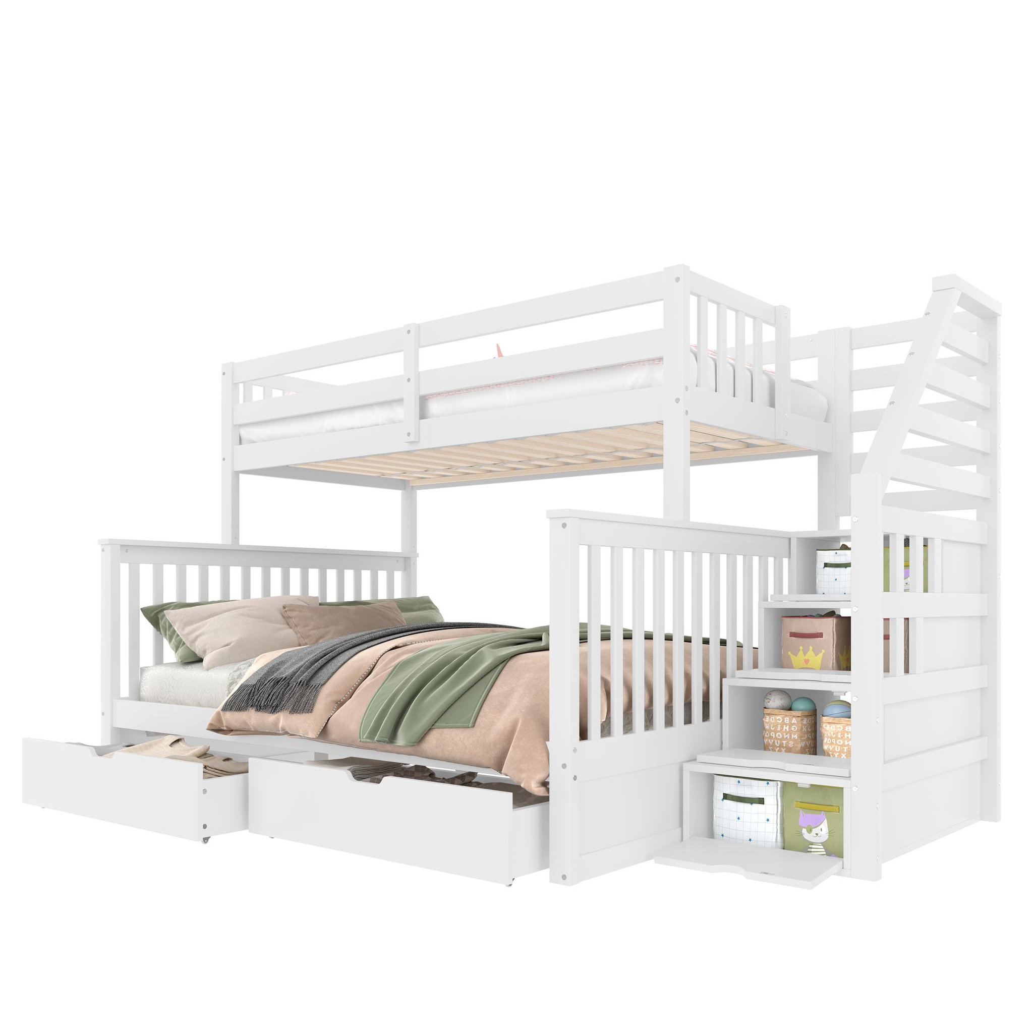 MERAX Lit superposé 140x200(90x200) cm coloris blanc pin