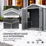 Voir la diapositive 5 : OUTSUNNY Abri de jardin cabanon 2,12 m² - 2 portes, fenêtre, aération, toit double pente - résine PP gris