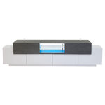 MERAX Meuble tv blanc+noir 180cm led panneaux de particules