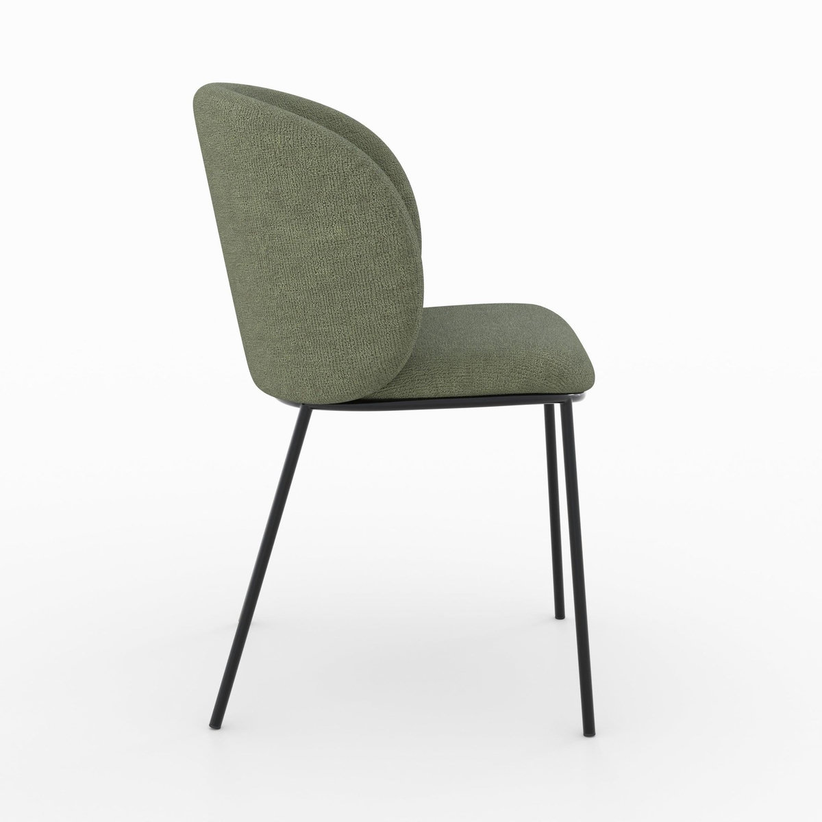 Rendez vous déco Lot de 2 chaises en tissu vert kaki, pieds métal noir-Bulle