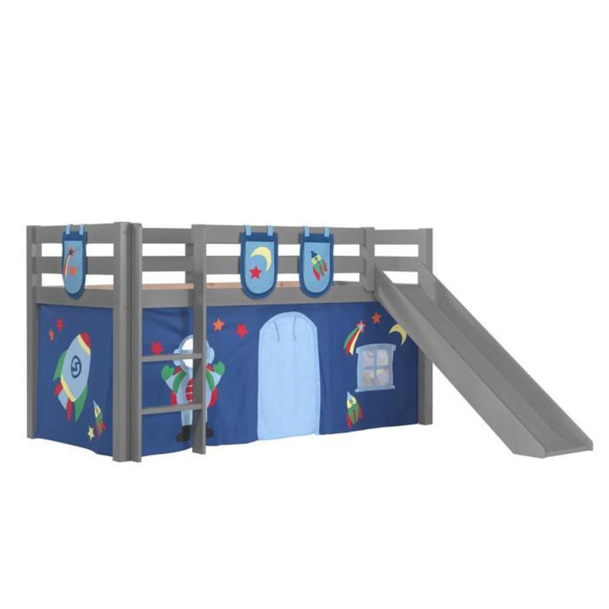 Paris Prix Pack - Lit Enfant Toboggan, Tente & 3 Pochettes  Pino Astronaute II  Gris