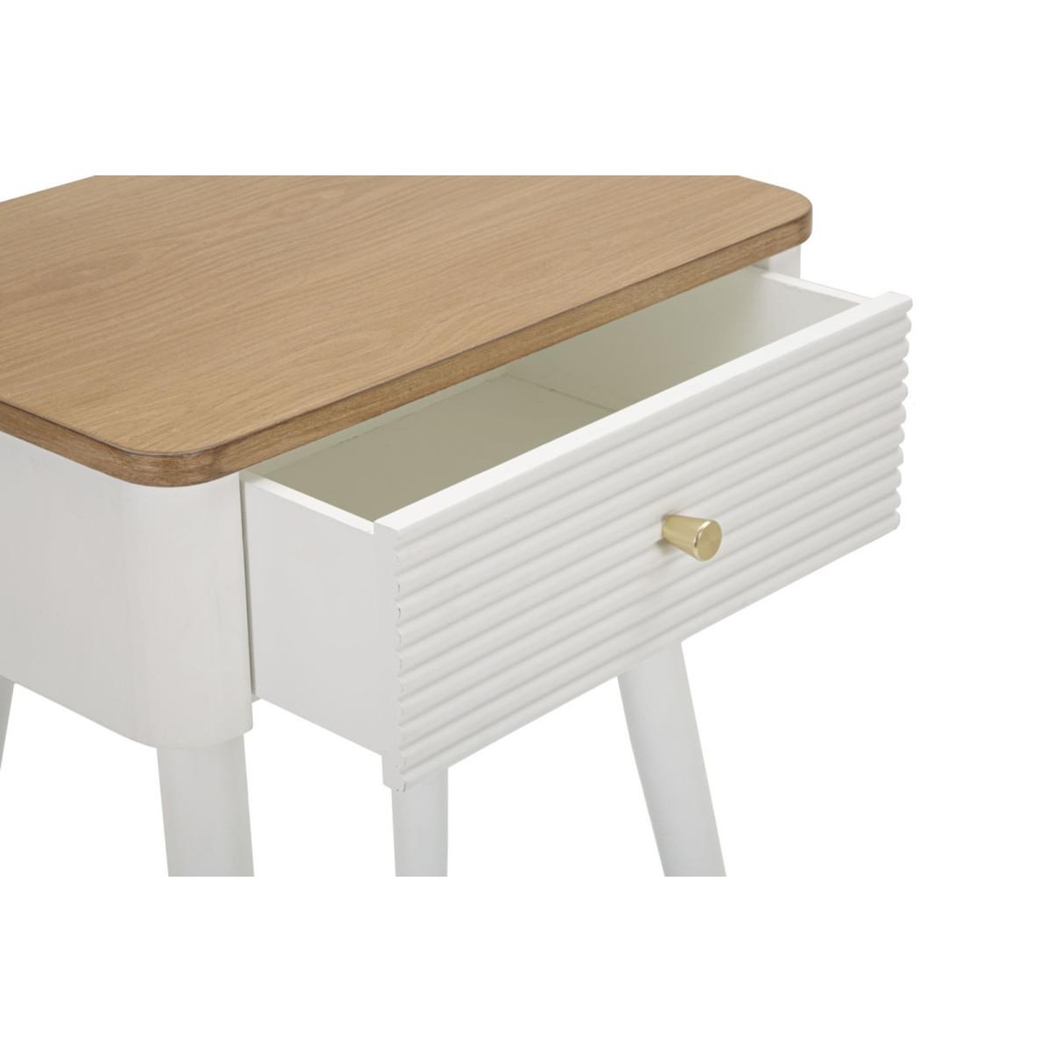 Voir la diapositive 4 : Paris Prix Table de Chevet 1 Tiroir  Matera  62cm Blanc & Naturel