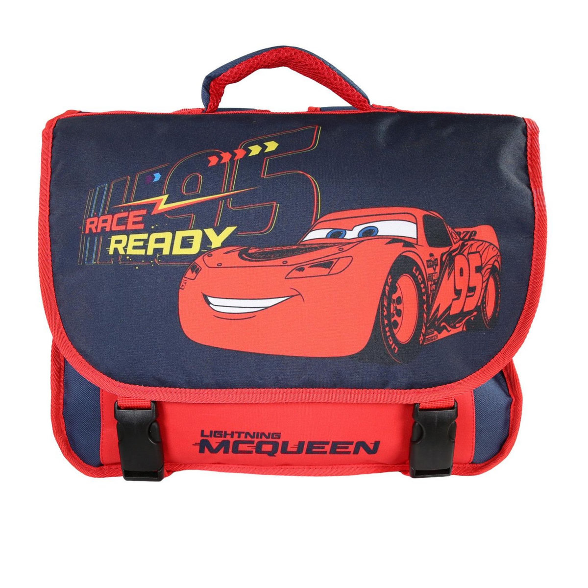 Bagtrotter Cartable Scolaire Primaire 38cm Cars Rouge et Bleu Marine  2 Compartiments - Bagtrotter