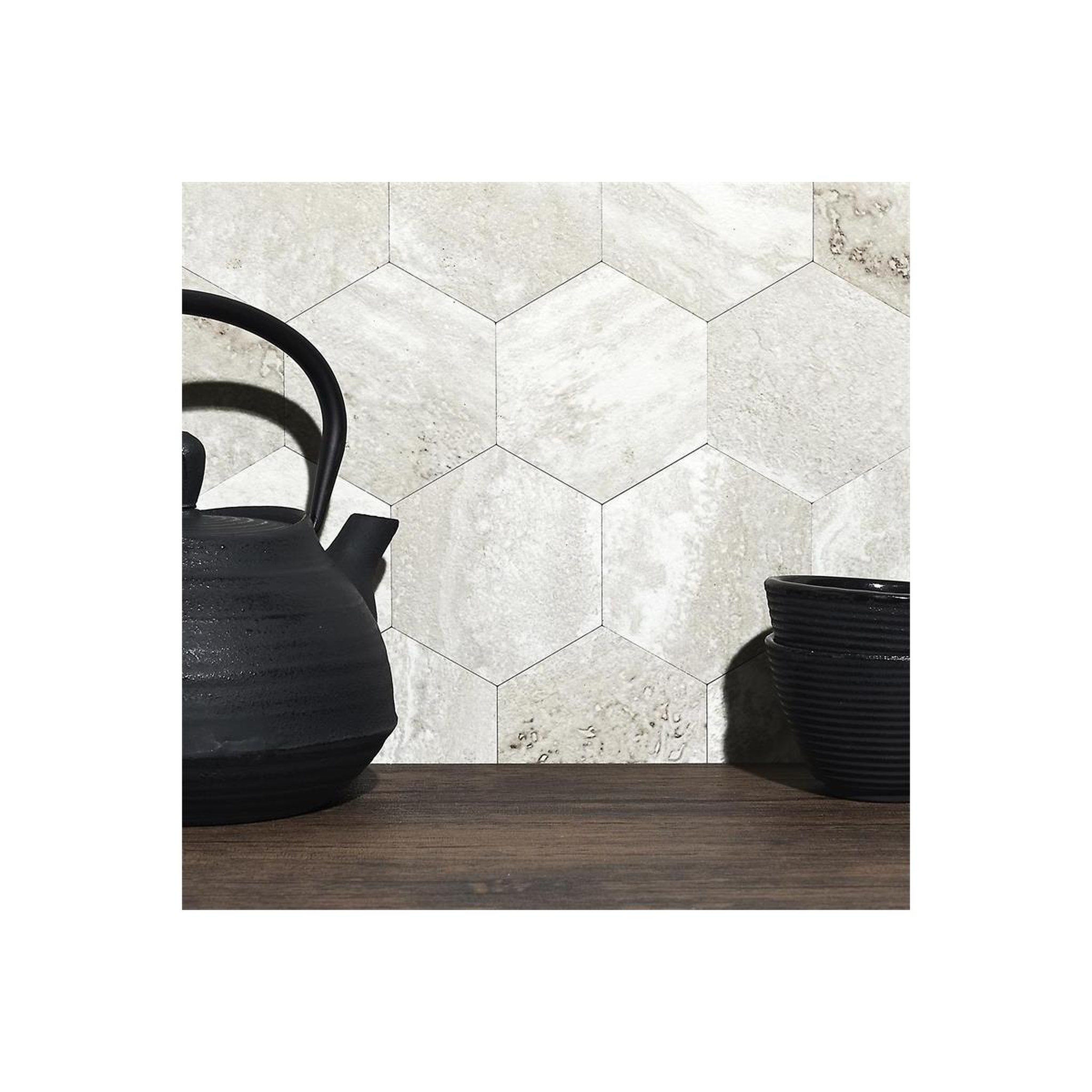 Voir la diapositive 2 : Je cherche une idee Crédence adhésive  hexagone  33cm blanc