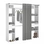 Voir la diapositive 4 : EKIPA Kit dressing ARTIC avec rideau - Décor Blanc - 2 colonnes + 2 penderies + 2 tiroirs - L 198 x P 40 x H 203 cm - EKIPA