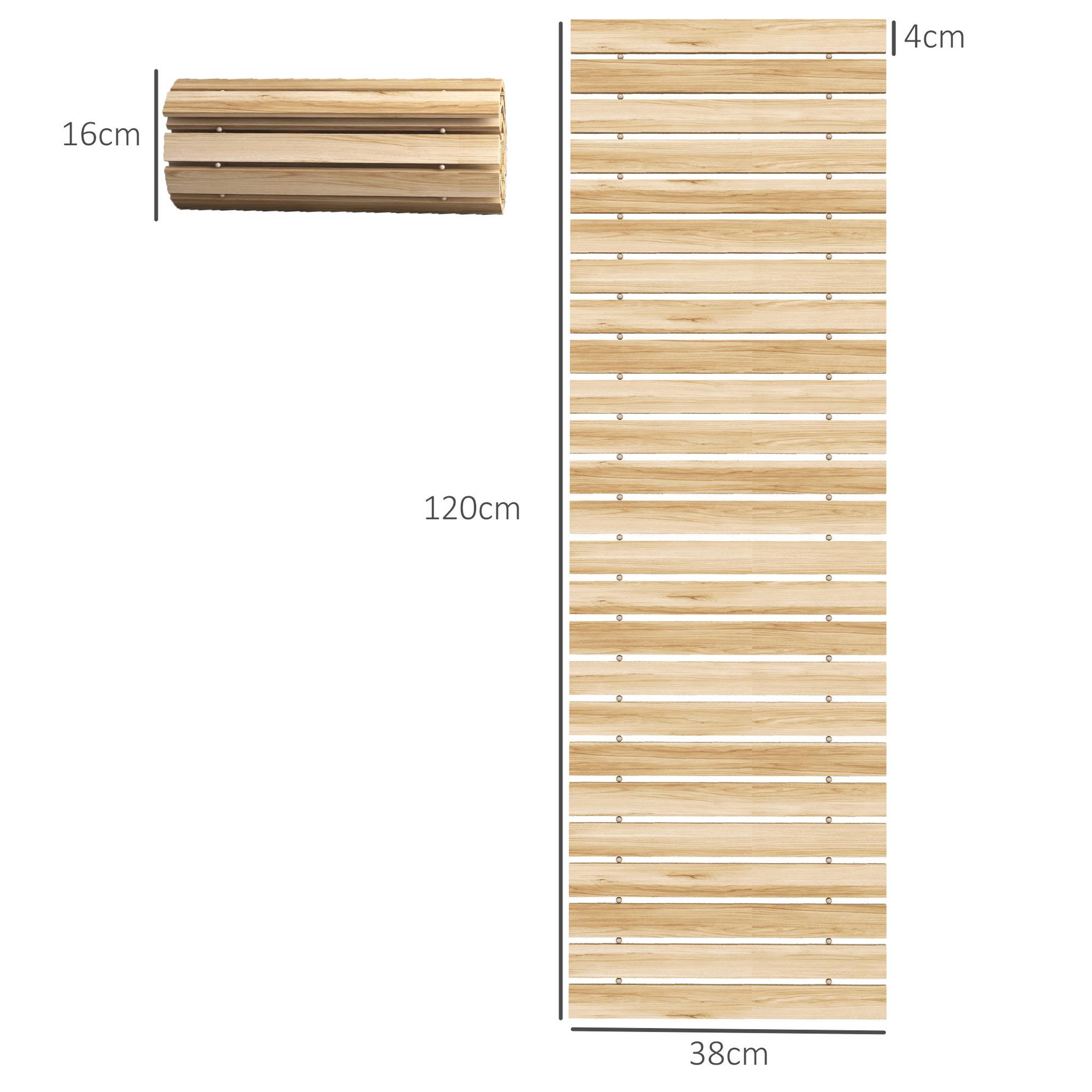 Voir la diapositive 3 : OUTSUNNY Allée chemin de jardin enroulable en lattes de bois dim. 120L x 38l cm sapin pré-huilé
