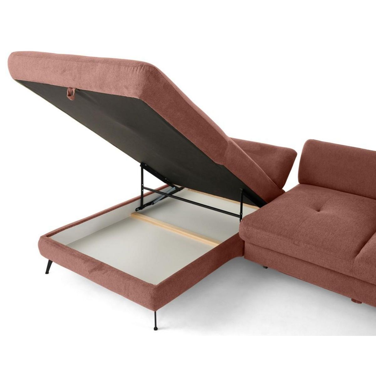 LISA DESIGN Ninon - canapé d'angle gauche 4 places convertible avec coffre en tissu texturé