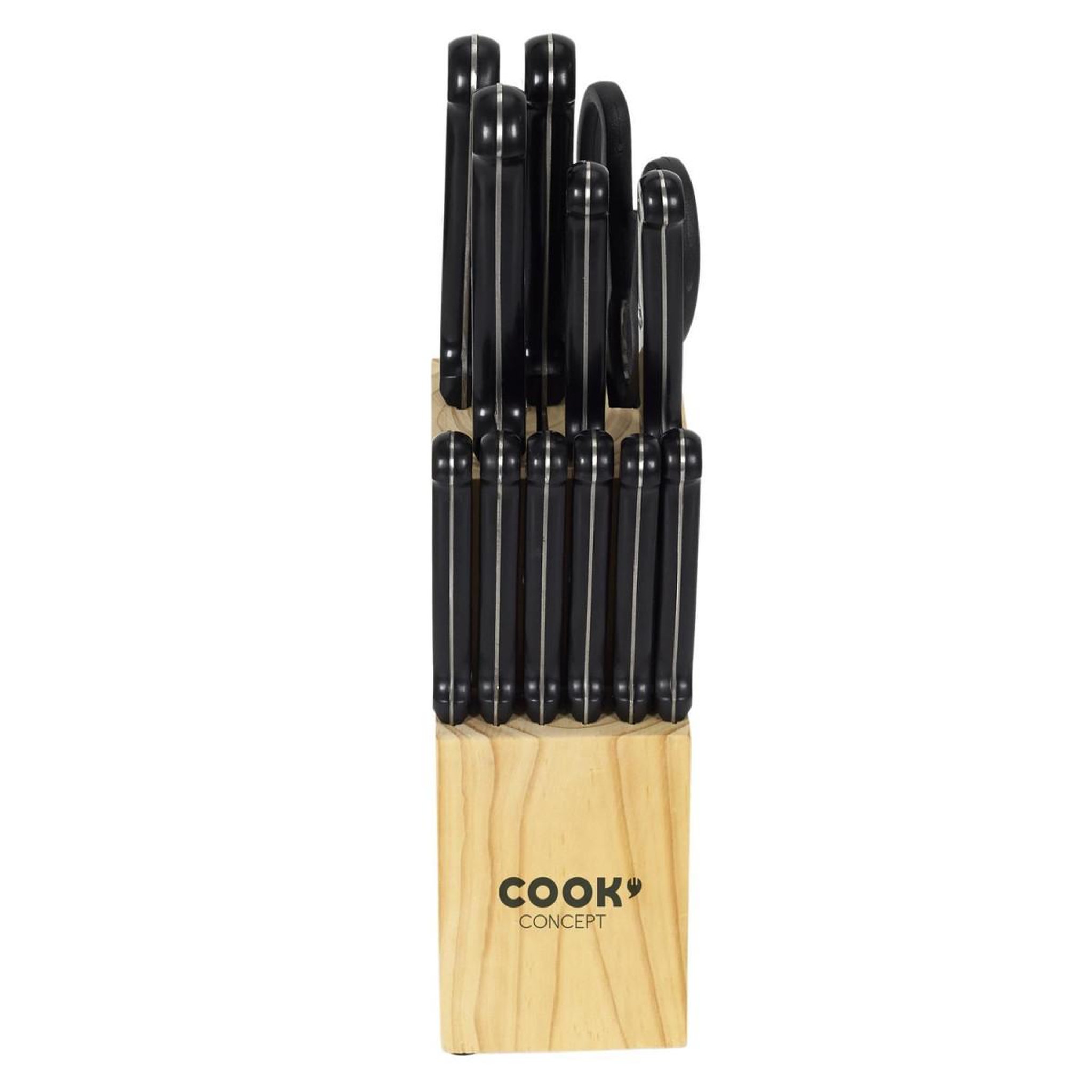 Voir la diapositive 3 : COOK CONCEPT Bloc 11 Couteaux & Ciseaux  Inox  34cm Noir