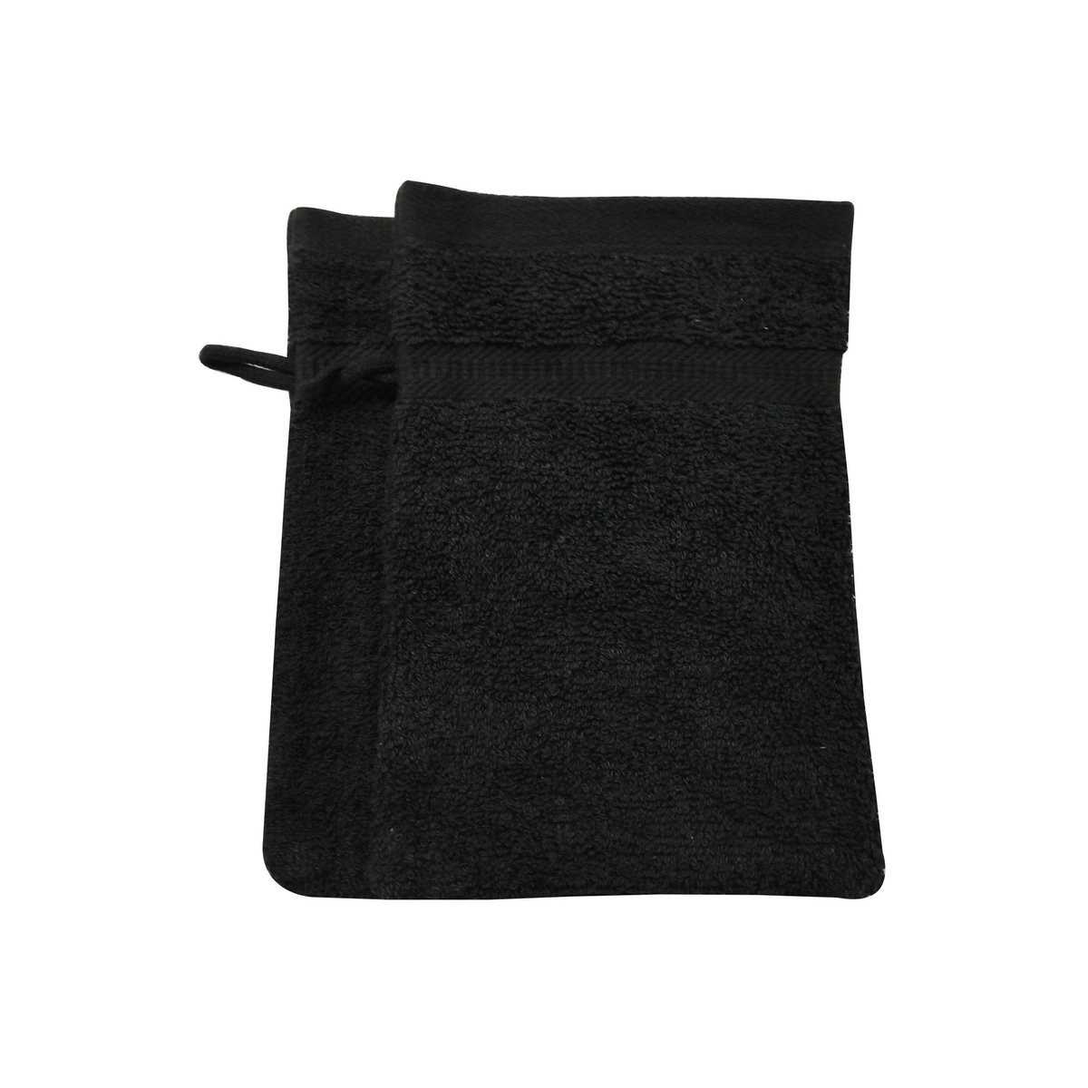 Lot de 2 gants de toilette uni en coton 450 g/m²