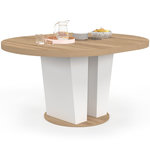 ID MARKET Table à manger extensible ronde ELIAD 4-8 personnes bois et blanc 110-150 cm