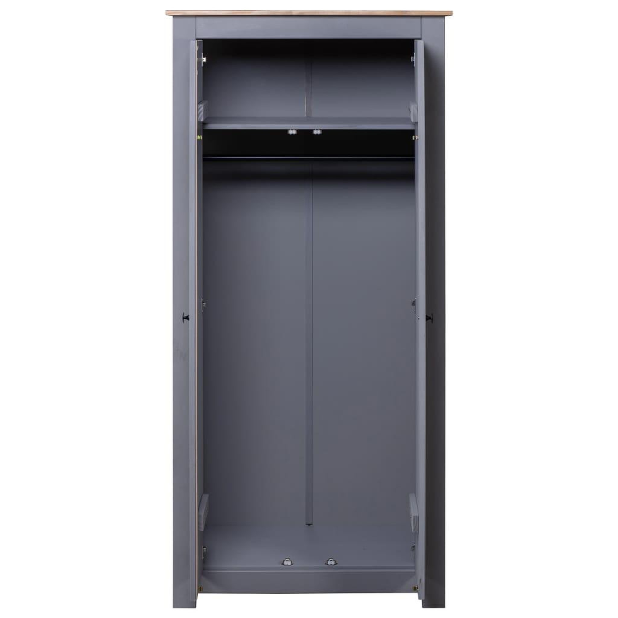 Voir la diapositive 3 : VIDAXL Garde-robe Gris 80x50x171,5 cm Pin massif Assortiment Panama
