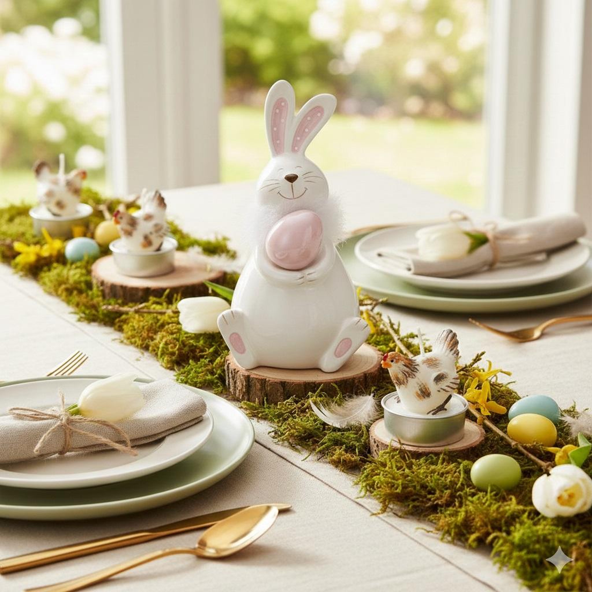 Voir la diapositive 2 : Eden Décoration un lapin de pâques en céramique