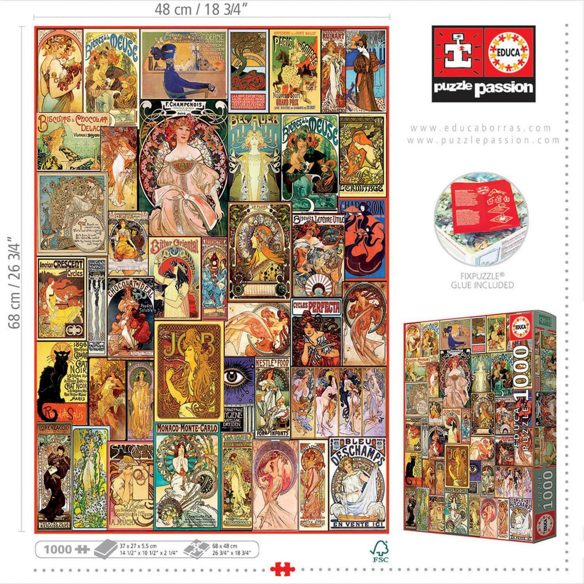 EDUCA Puzzle 1000 pièces : Collage Art Nouveau
