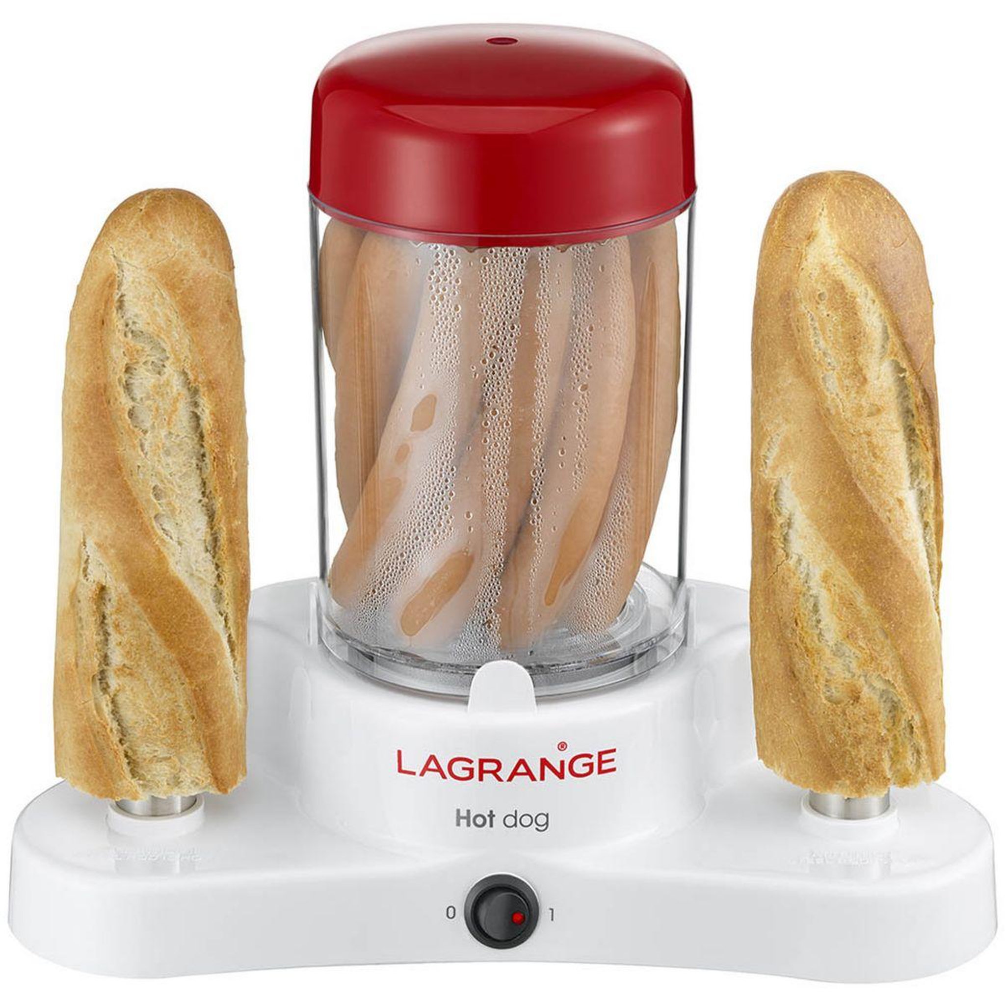 Voir la diapositive 5 : LAGRANGE Appareil à Hot dog 2 pics blanc rouge