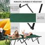 Voir la diapositive 6 : OUTSUNNY Lit de camp pliable double 193 x 125 x 40 cm avec sac de transport métal noir polyester Oxford vert
