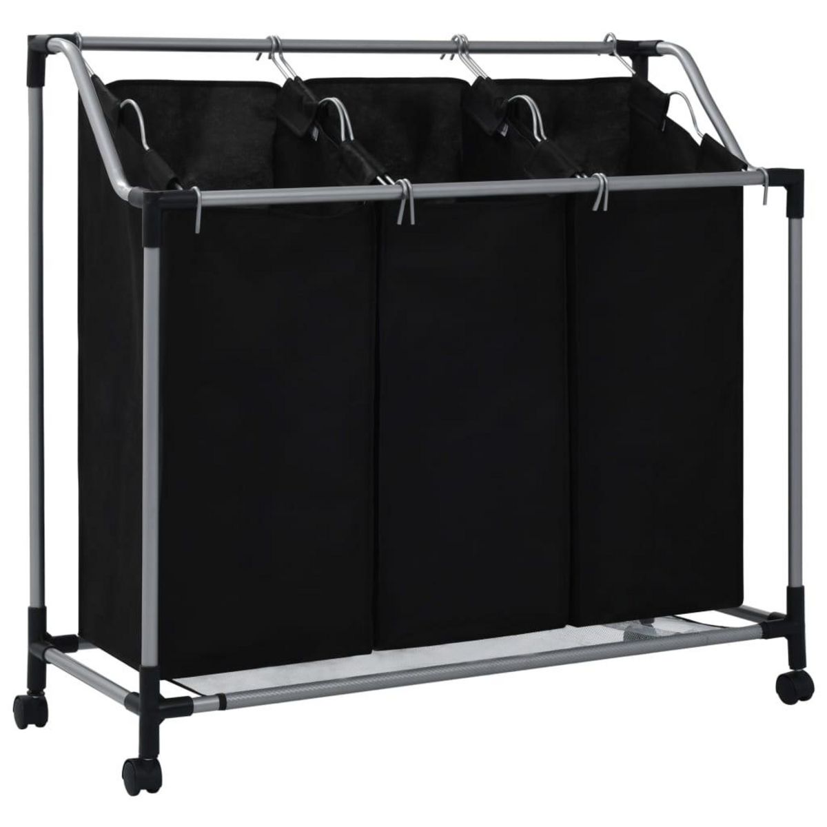 VIDAXL Trieuse a linge avec 3 sacs Noir Acier