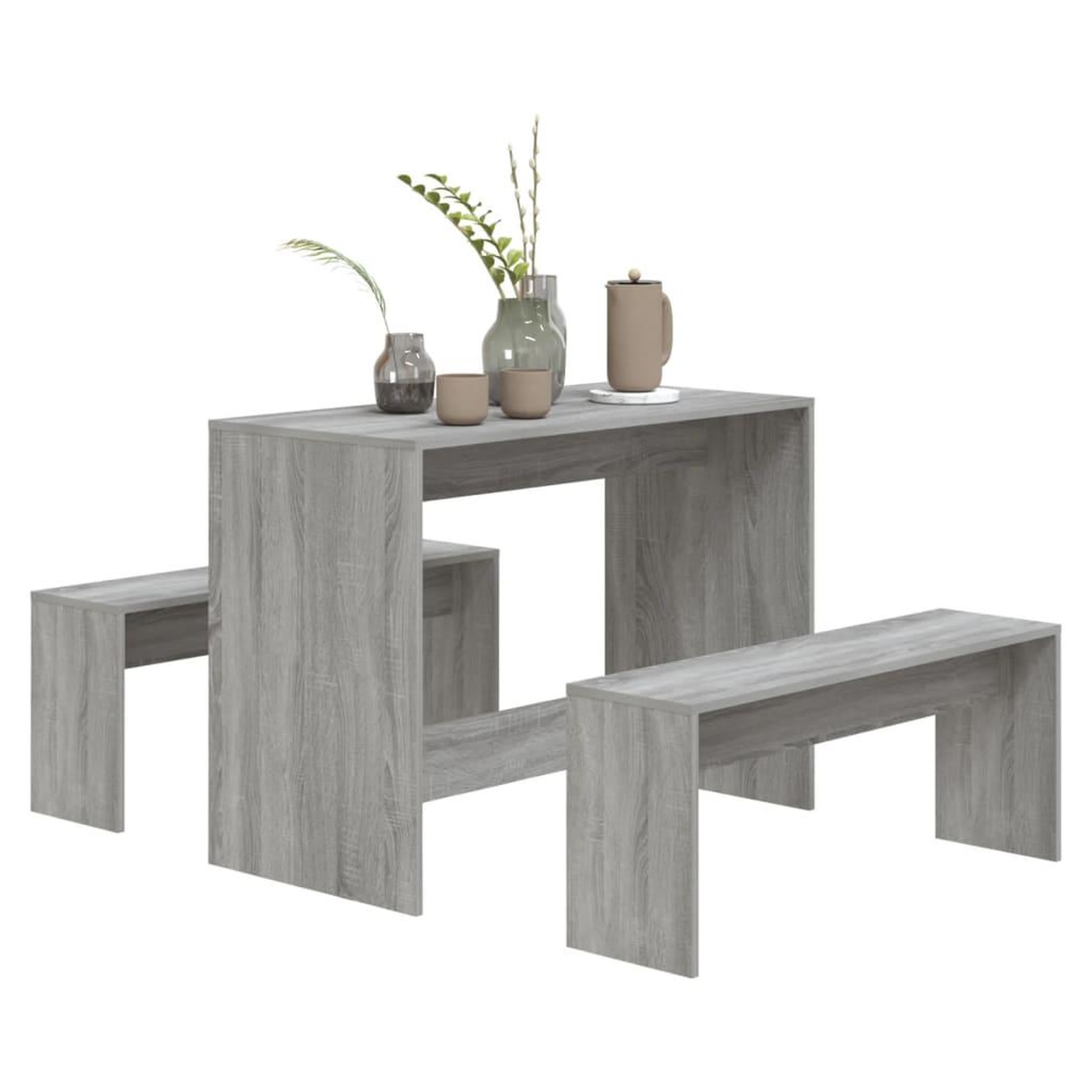 Voir la diapositive 4 : VIDAXL Ensemble a manger 3 pcs Sonoma gris Bois d'ingenierie