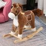 Voir la diapositive 2 : HOMCOM Cheval à bascule selle grand confort peluche courte douce bois peuplier brun dim. 65L x 32,5l x 61H cm