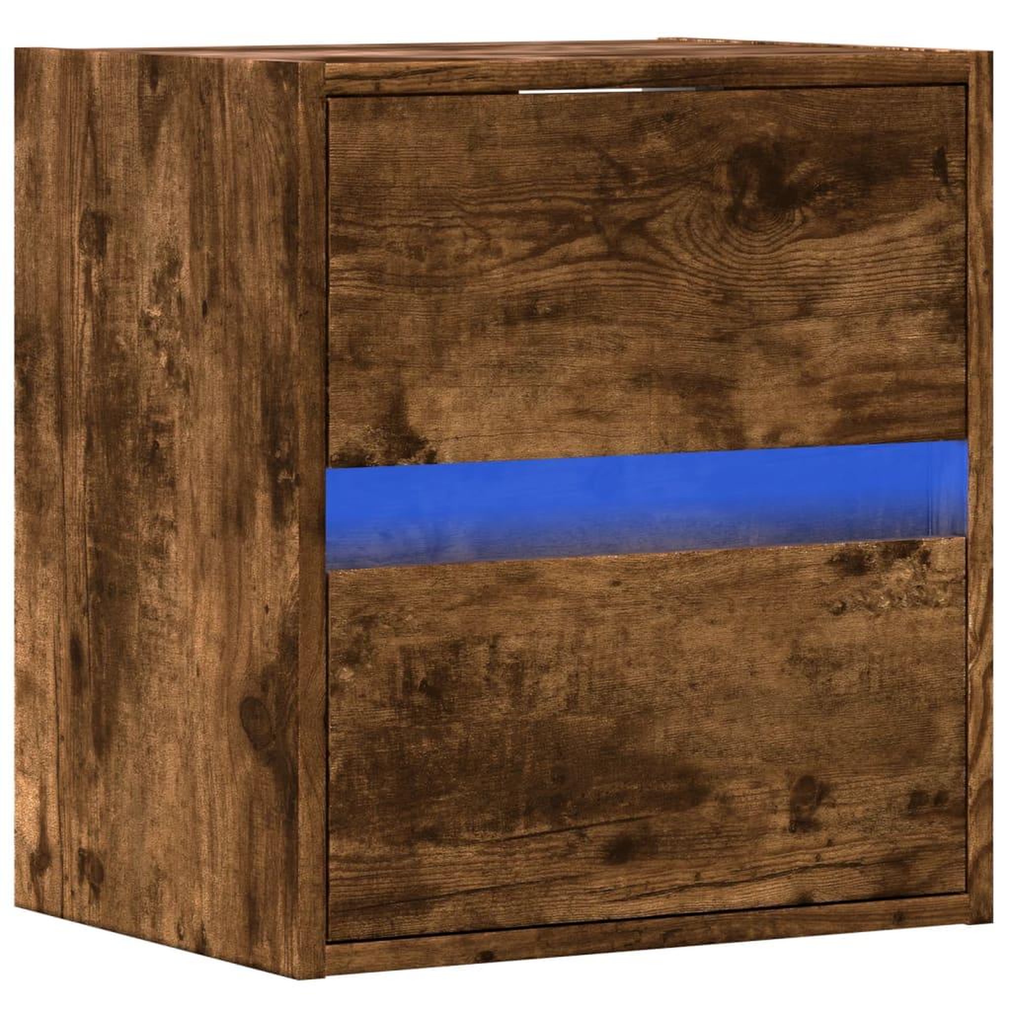 Voir la diapositive 5 : VIDAXL Table de chevet murale avec lumieres LED chene fume