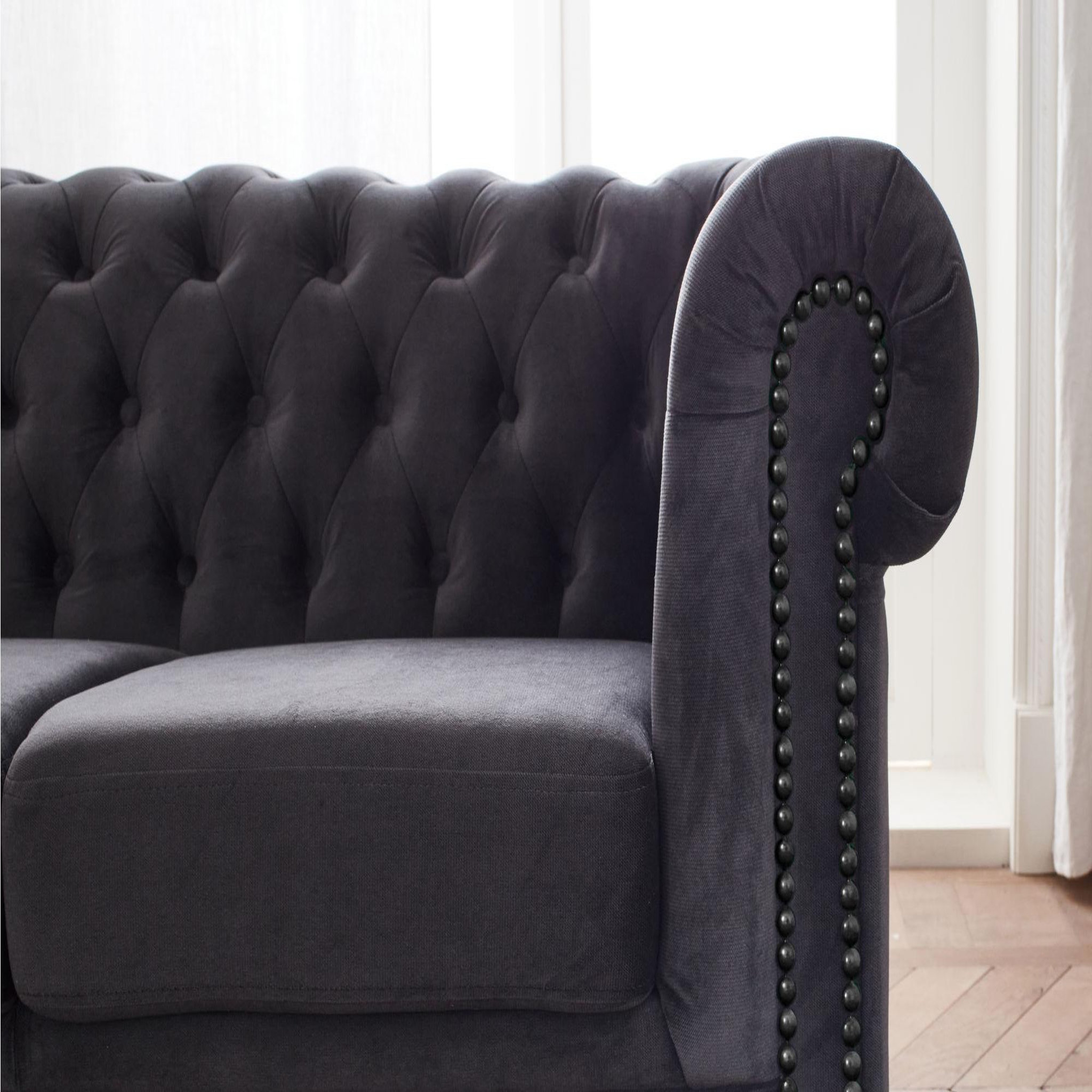 Voir la diapositive 3 : LISA DESIGN William - canapé chesterfield d'angle gauche - 4 places - en velours