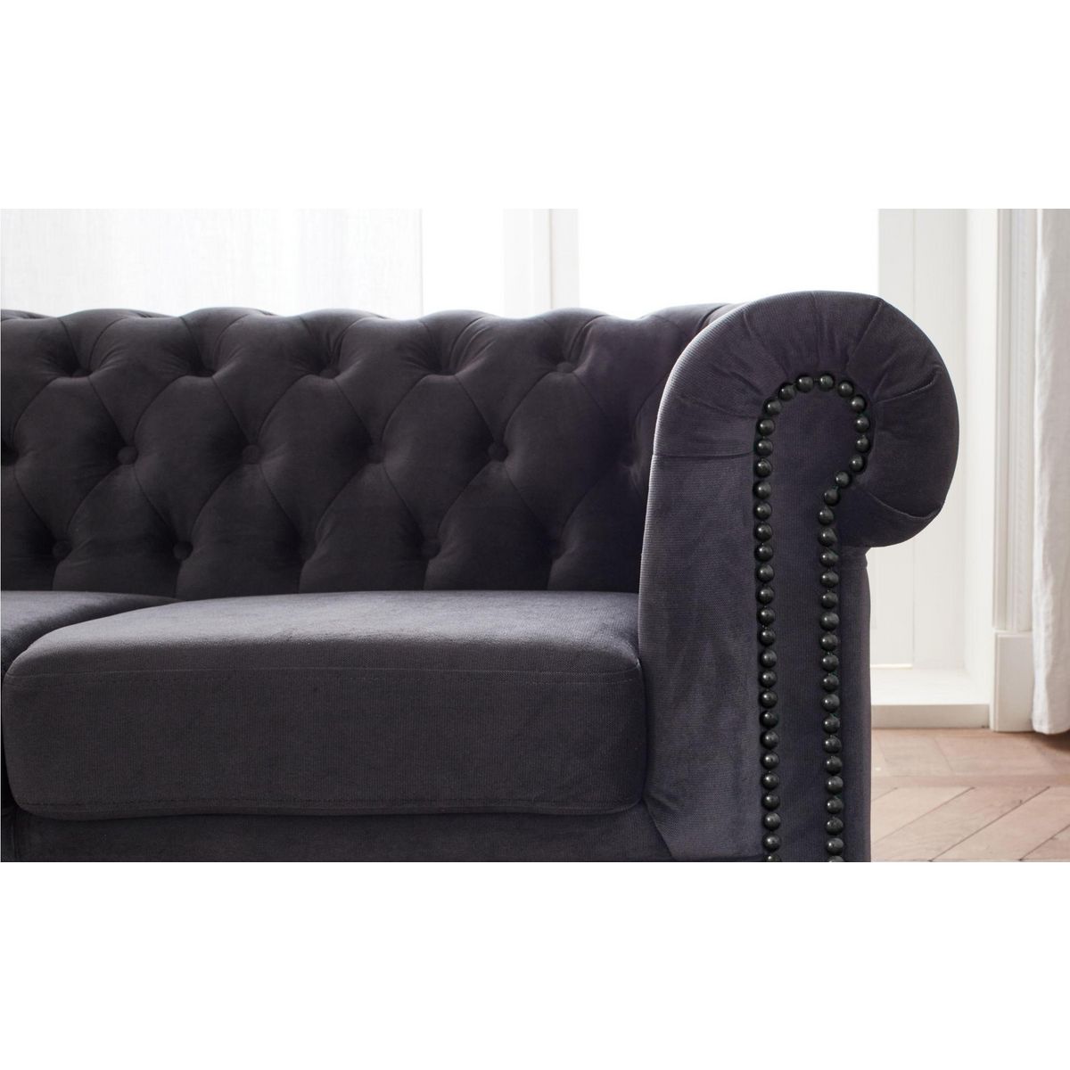 LISA DESIGN William - canapé chesterfield d'angle gauche - 4 places - en velours