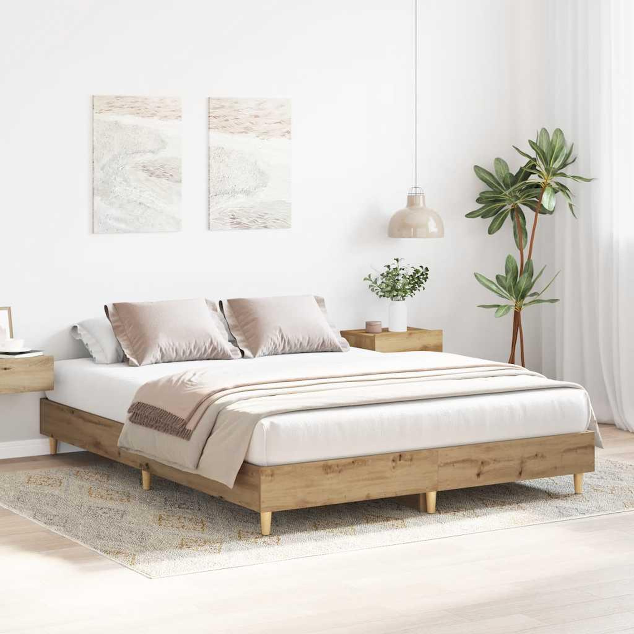 Voir la diapositive 3 : VIDAXL Cadre de lit sans matelas chene artisanal 90x200 cm
