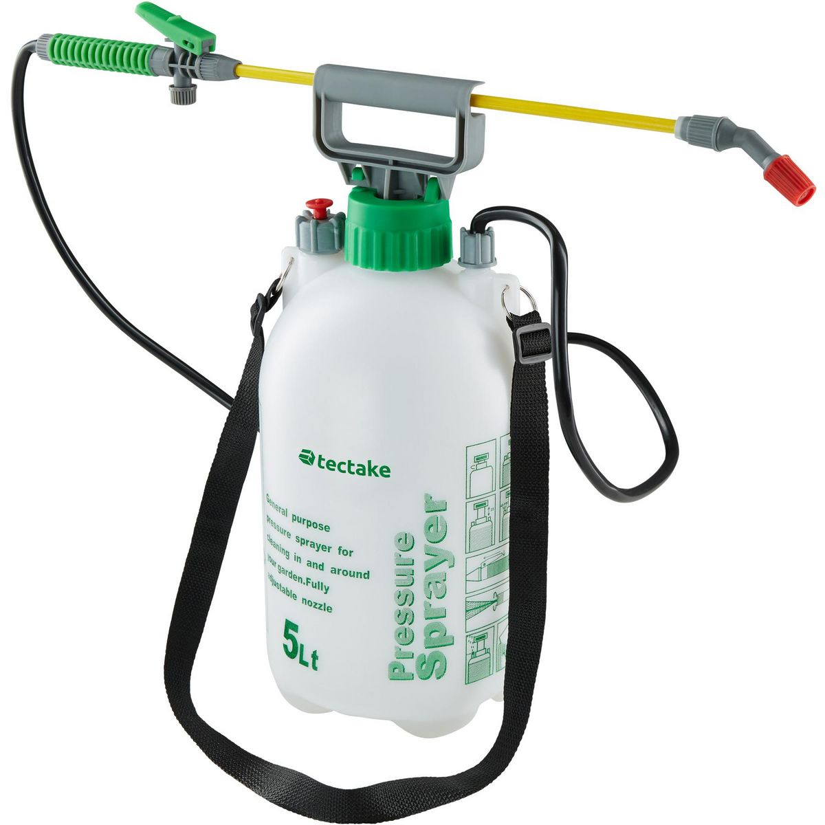 tectake Pulvérisateur à pression 5 L blanc