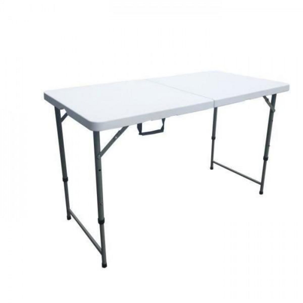 MARKET24 Table de réception pliante - 4 personnes - 122 cm - Structure en acier et Plateau en Polyéthylene PEHD - Blanc