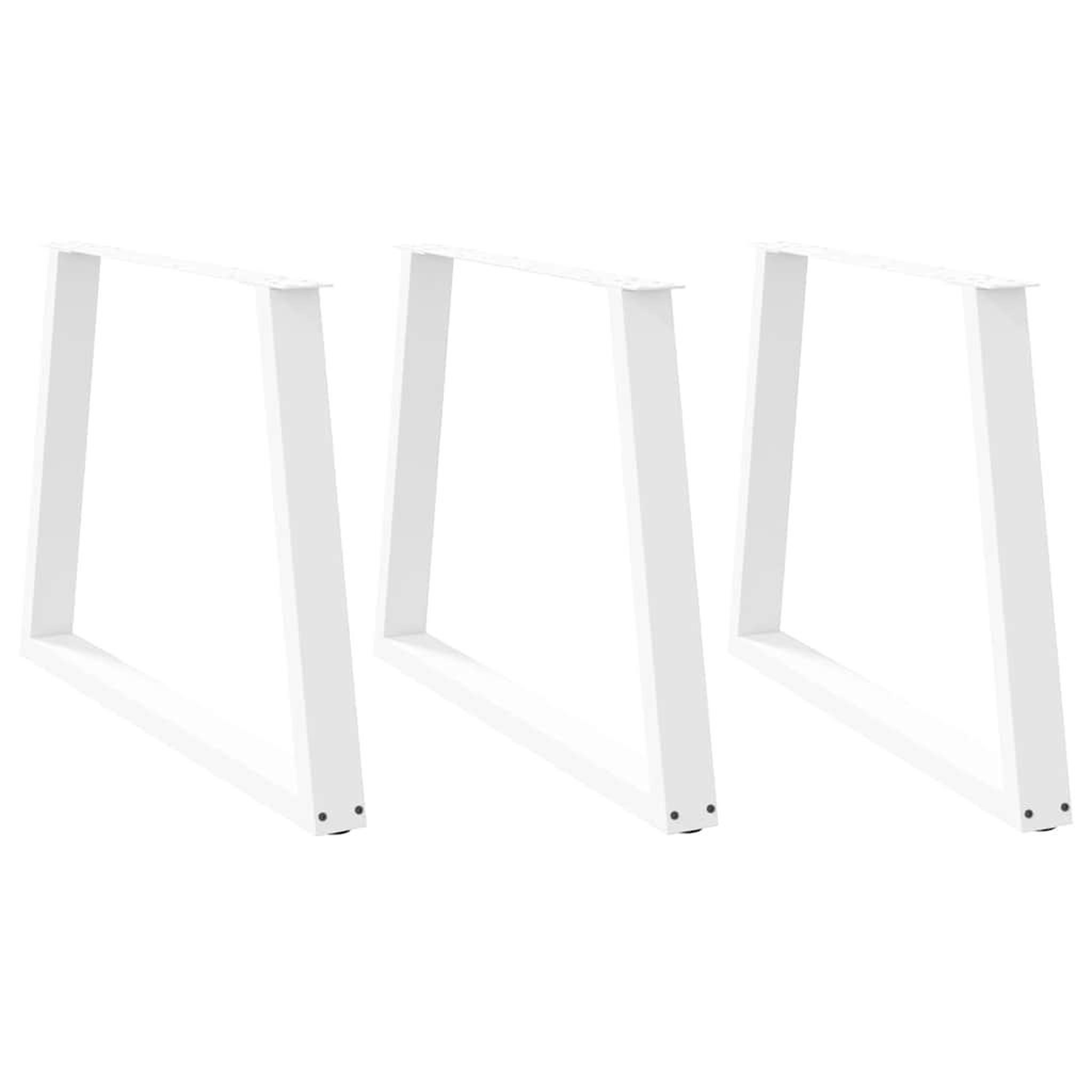 VIDAXL Pieds de table a manger forme de V 3 pcs blanc 90x(72-73,3) cm