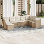 VIDAXL Salon de jardin avec coussins 8 pcs beige resine tressee