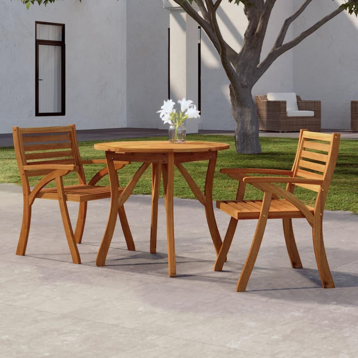 VIDAXL Table de jardin Ø 85 cm Bois d'acacia solide