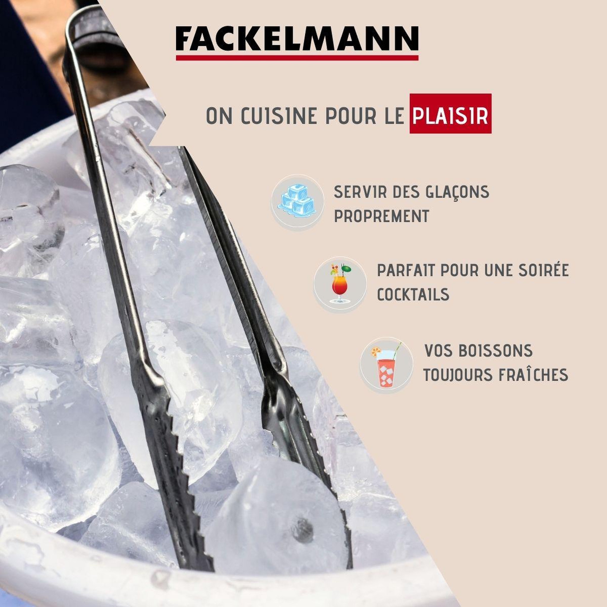Voir la diapositive 2 : Fackelmann Pince à glaçons inox 15 cm fackelmann bar concept