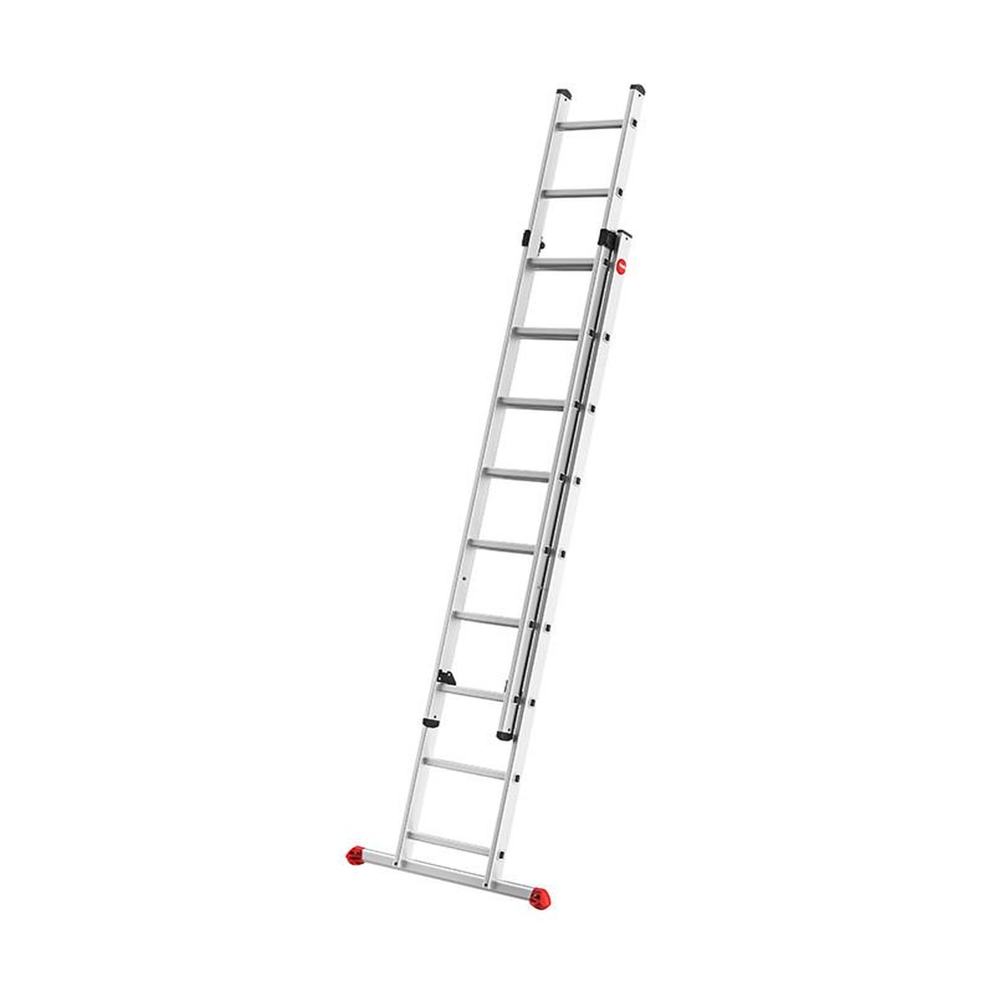 Voir la diapositive 3 : HAILO Echelle coulissante à main 2 plans 2x9 échelons 4,2m/5,15m en aluminium hailo profistep duo
