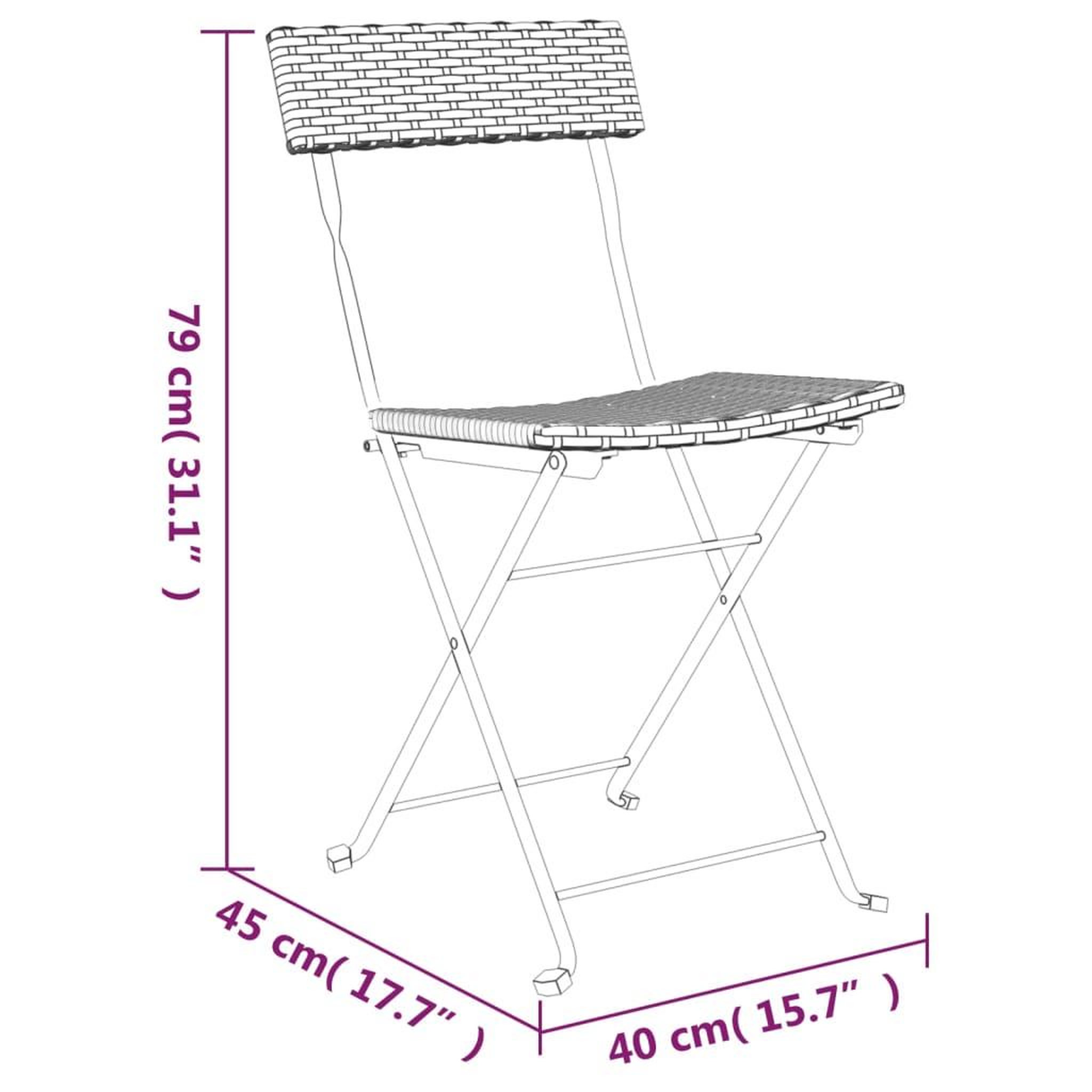 Voir la diapositive 6 : VIDAXL Ensemble de bistro pliable 3 pcs Gris Resine tressee