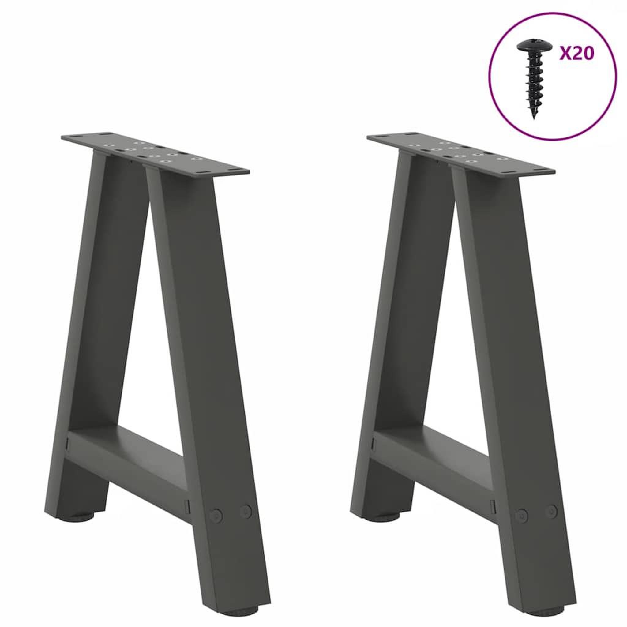 Voir la diapositive 3 : VIDAXL Pieds de table basse forme de A 2 pcs anthracite 50x(42-43) cm
