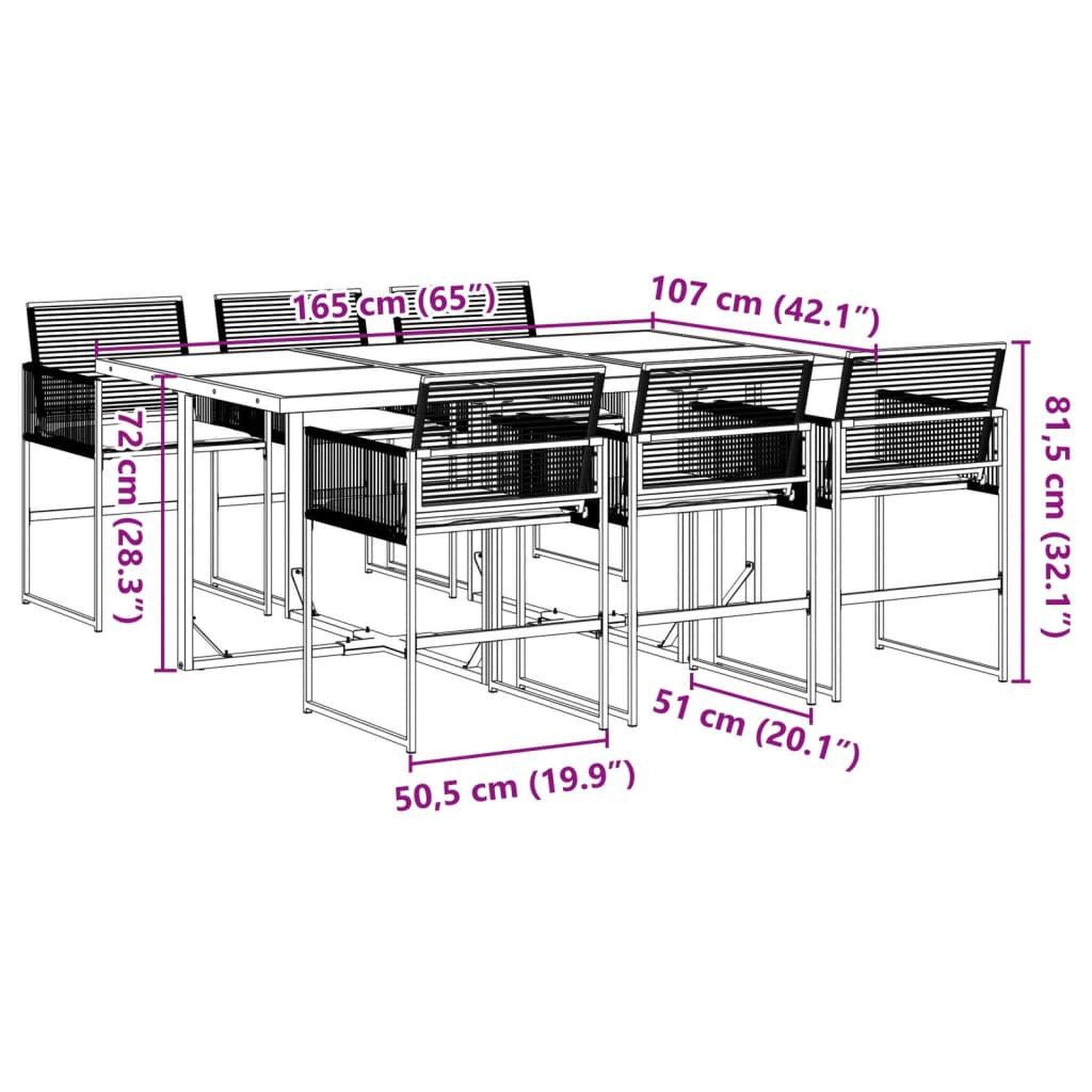 Voir la diapositive 6 : VIDAXL Ensemble a manger de jardin coussins 7 pcs noir resine tressee