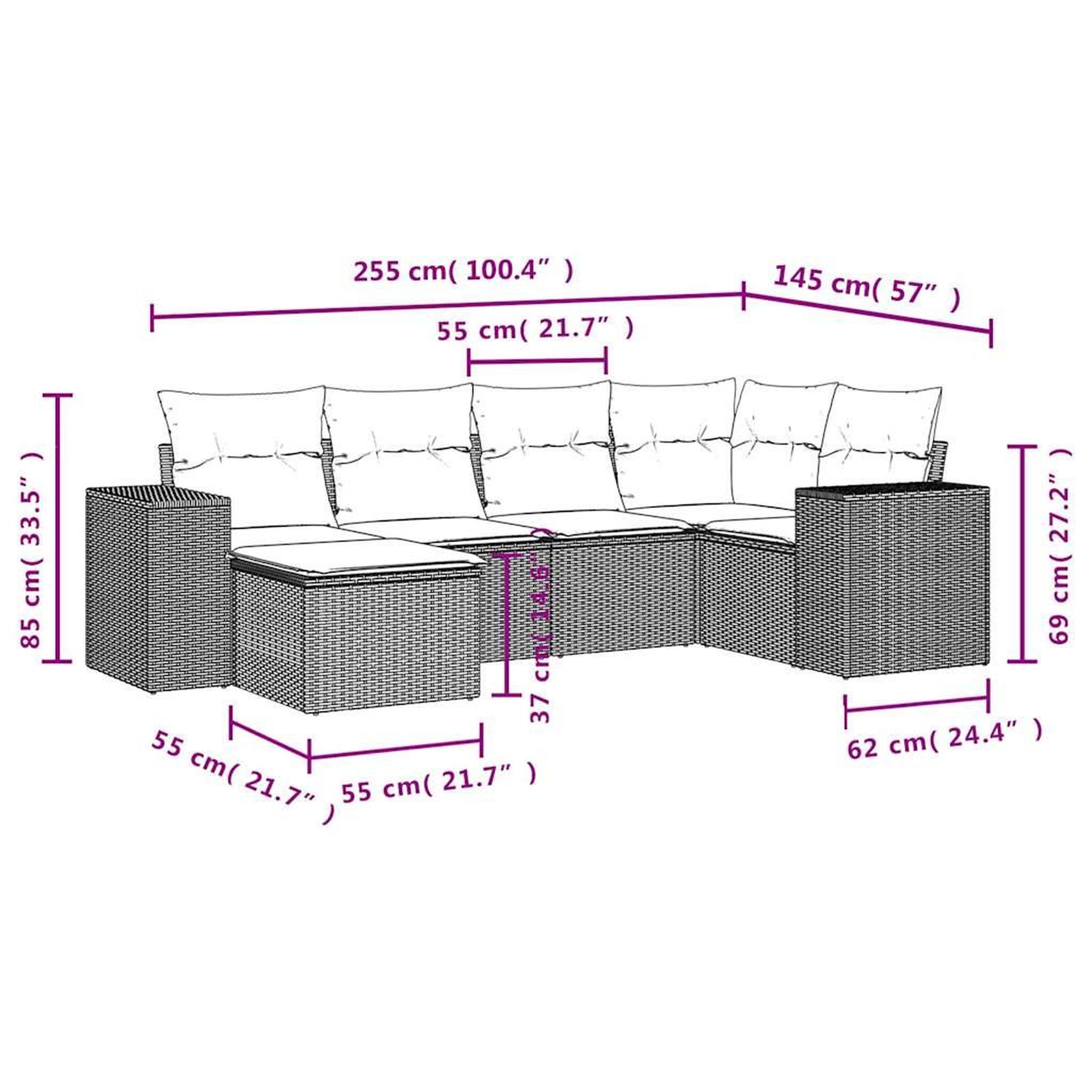 Voir la diapositive 6 : VIDAXL Salon de jardin avec coussins 6 pcs beige resine tressee