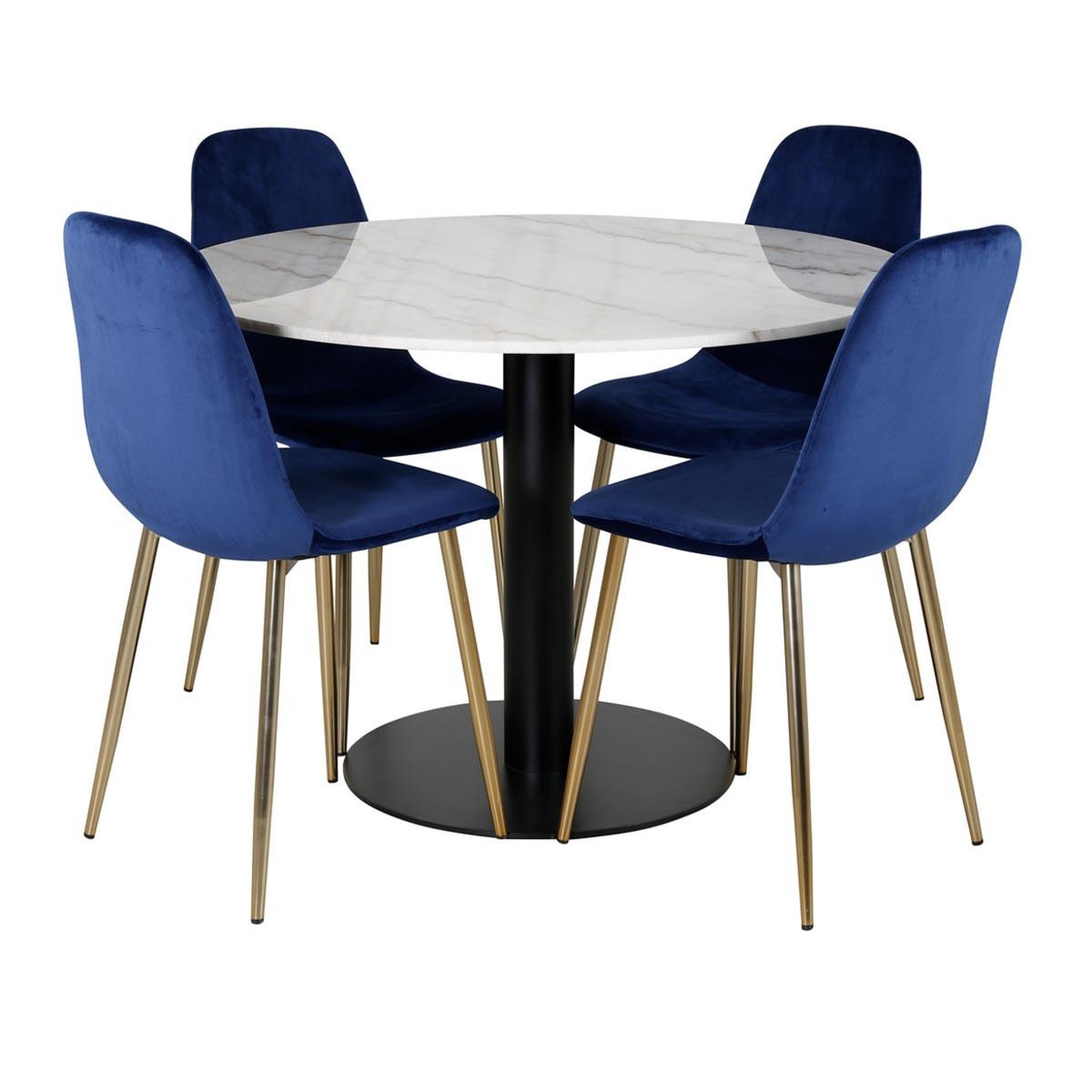 Paris Prix Ensemble Table à Manger & 4 Chaises  Estelle I & Polar II  106cm Blanc & Bleu