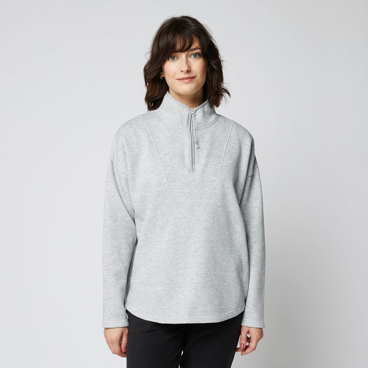 INEXTENSOSPORT Sweat de sport col montant gris chiné femme