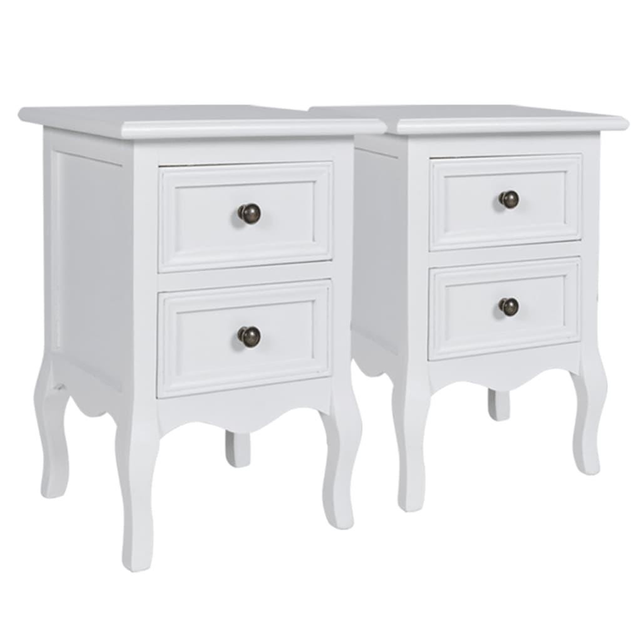 Voir la diapositive 3 : VIDAXL Tables de chevet 4 pcs avec 2 tiroirs MDF Blanc