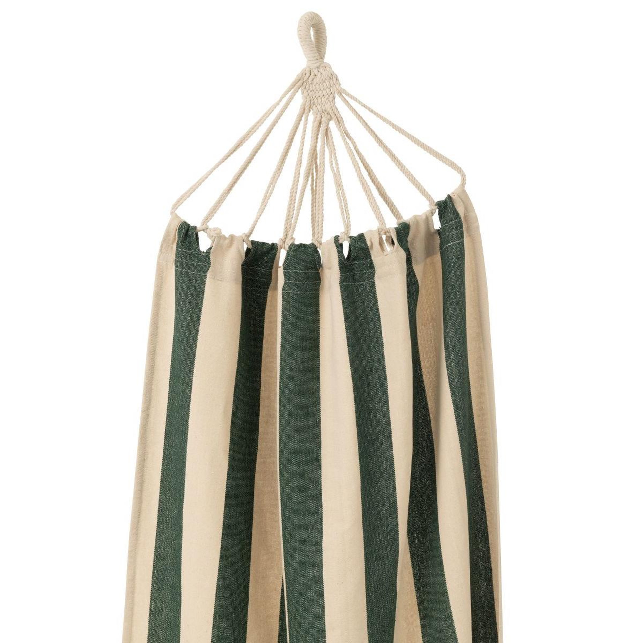 Voir la diapositive 2 : J-LINE Hamac en tissu  grandes rayures  200cm vert foncé
