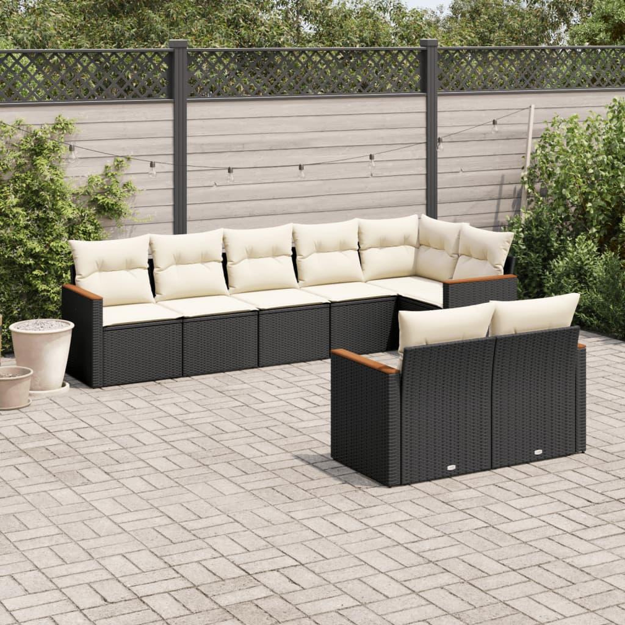 VIDAXL Salon de jardin 8 pcs avec coussins noir resine tressee