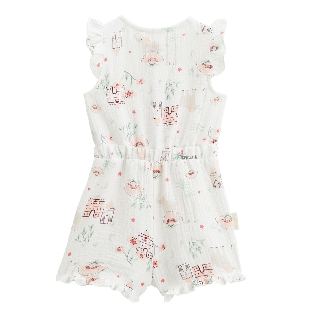 Petit Béguin Combishort bébé + chapeau en gaze de coton Arya
