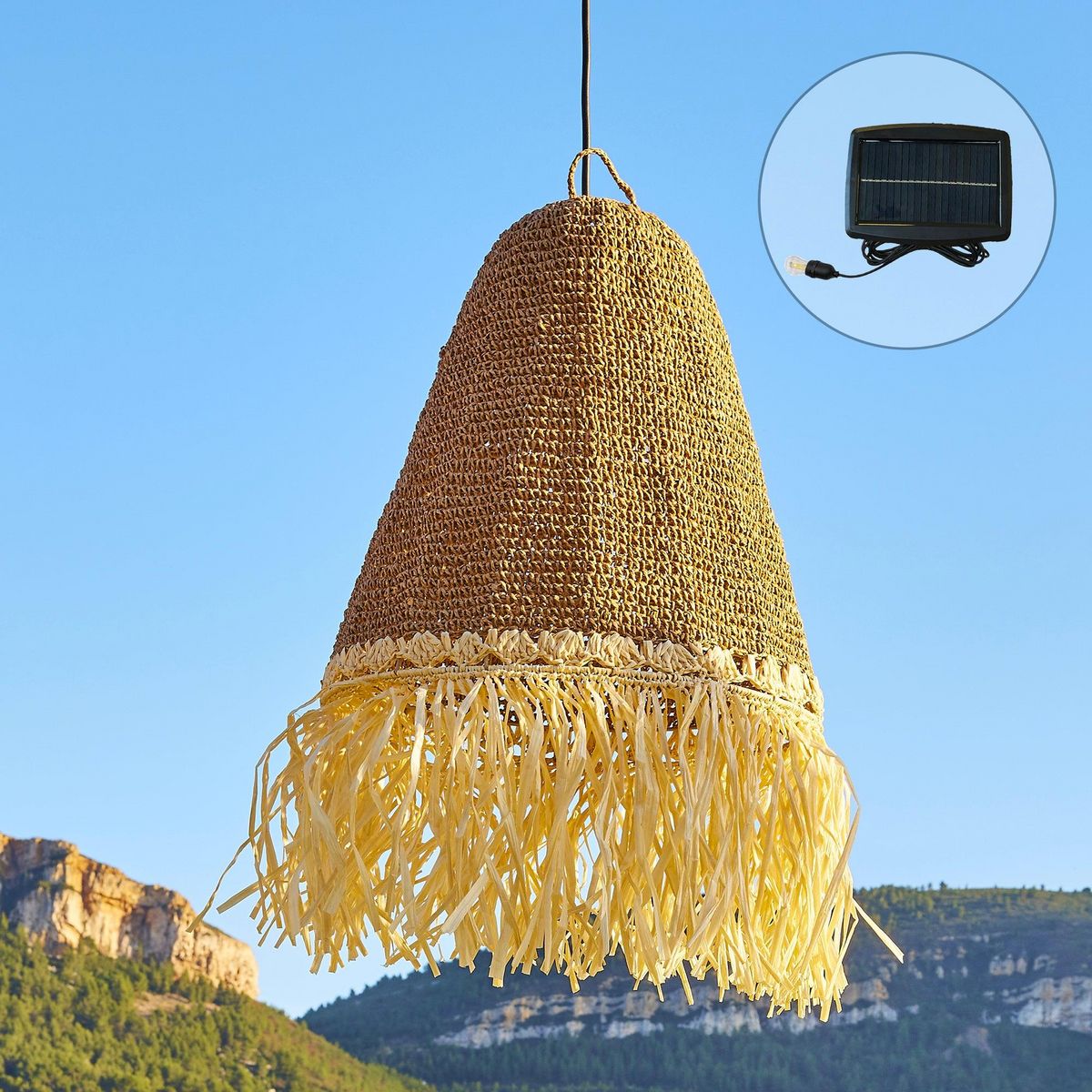 Lumisky Suspension solaire bohème PALOMA Beige Herbe marine D40 cm