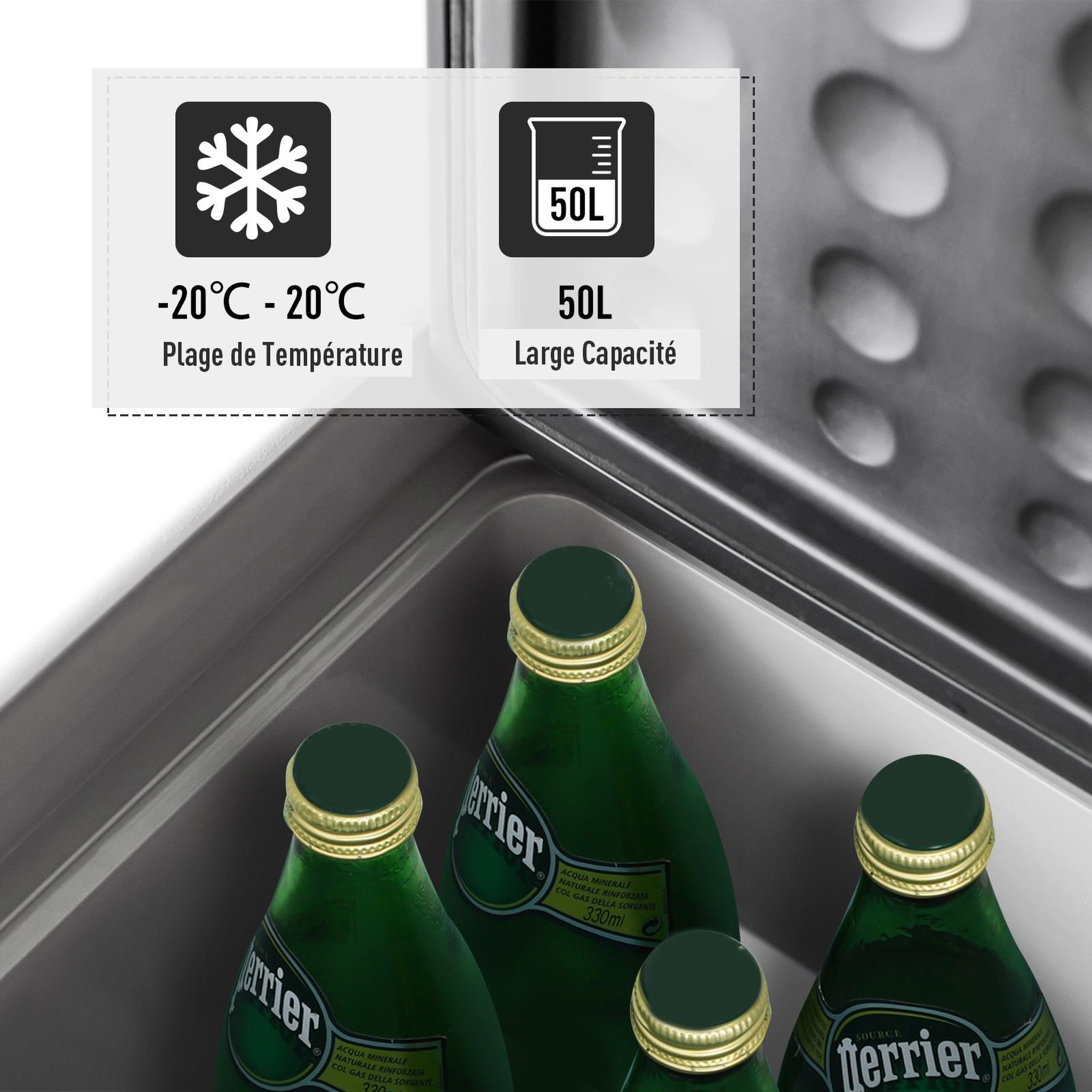 Voir la diapositive 4 : HOMCOM HOMCOM Glacière-congélateur portable à compression froid chaud 2 en 1 -20°C - 20°C 50 L prise alume-cigare + adaptateur inclus gris noir