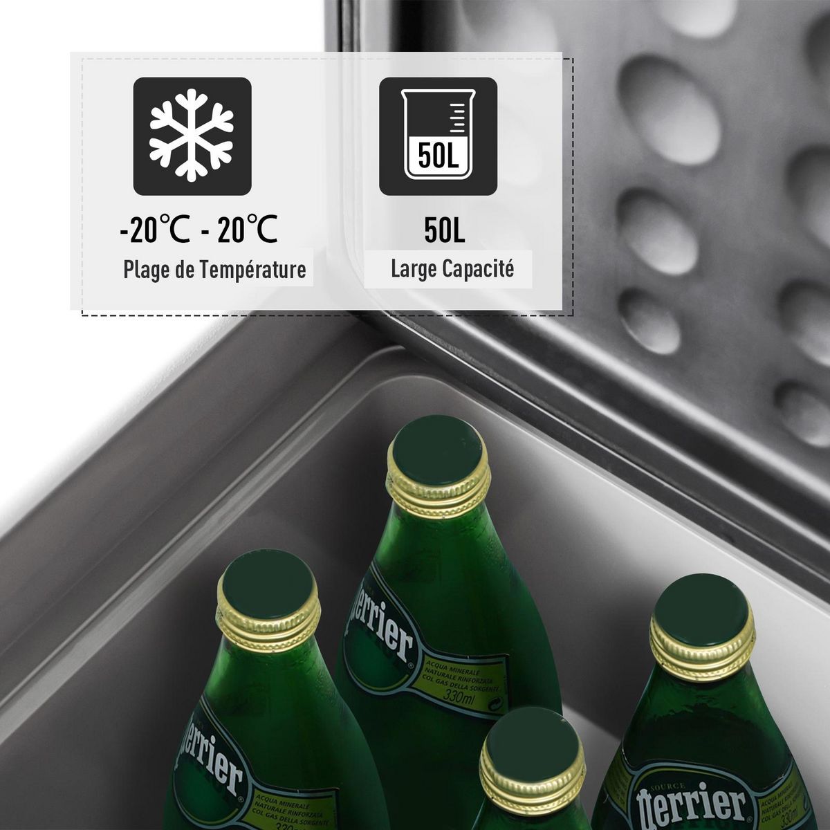 HOMCOM HOMCOM Glacière-congélateur portable à compression froid chaud 2 en 1 -20°C - 20°C 50 L prise alume-cigare + adaptateur inclus gris noir