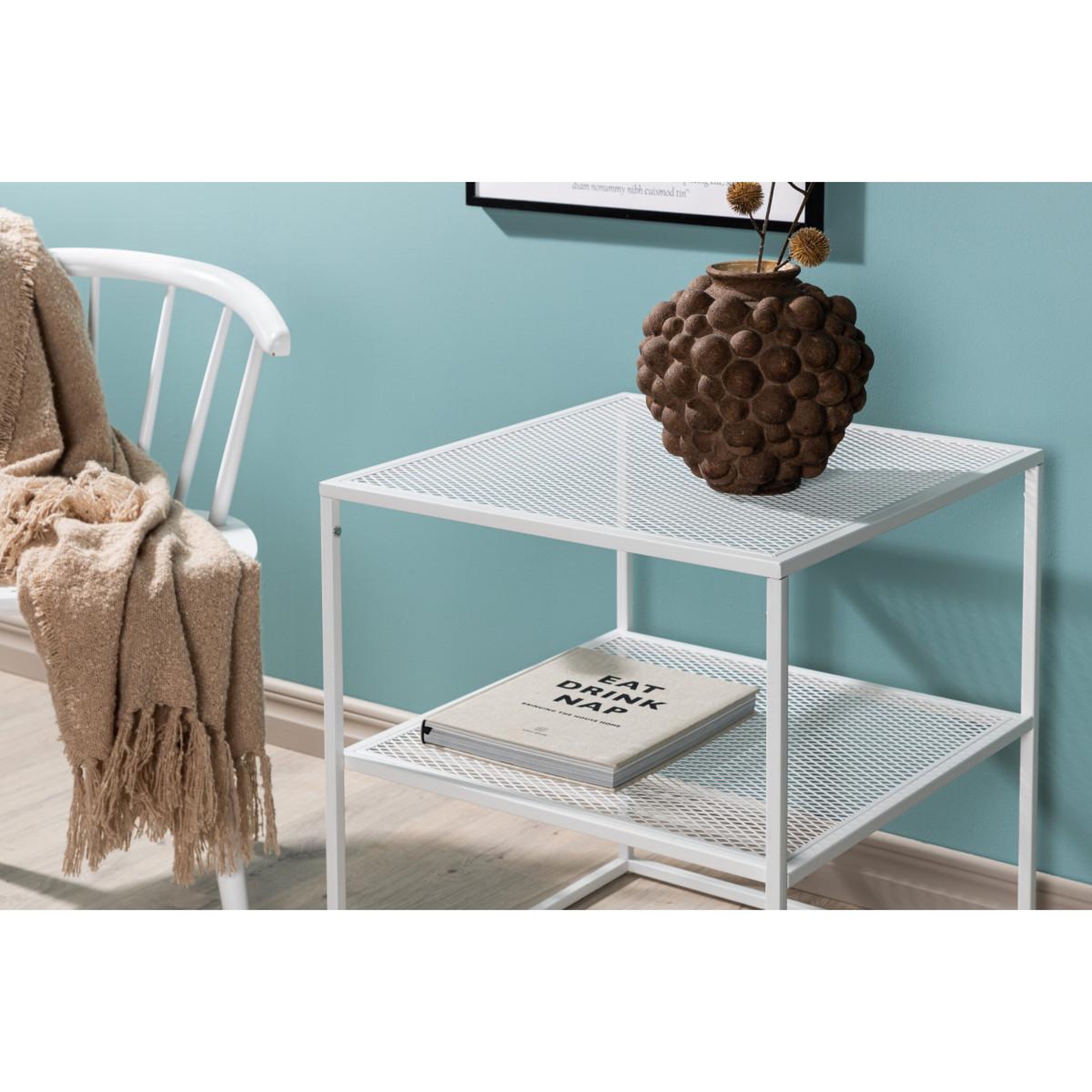 Voir la diapositive 6 : Paris Prix Table d'appoint avec étagère  netz  60cm blanc