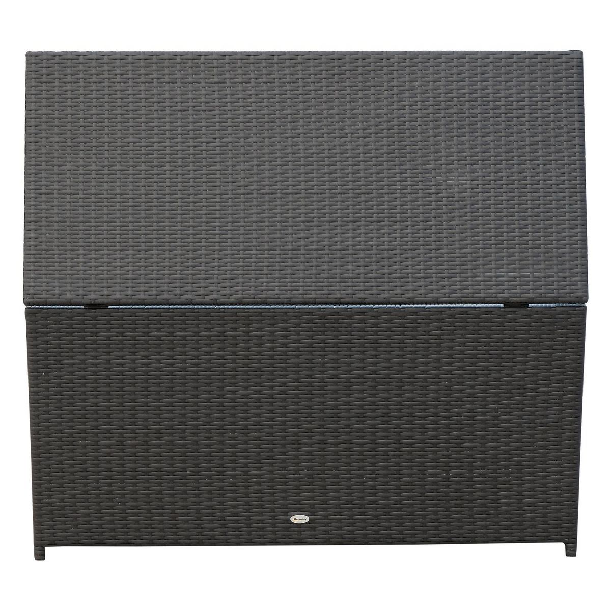 OUTSUNNY Coffre malle de rangement 118L x 54l x 59H cm résine tressée imitation rotin café foncé